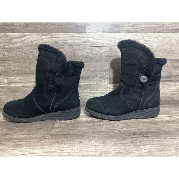 Skechers Keepsakes Wedge Winter Boots Black Faux Fur Cozy Peak Mid Calf Size 8 - Picture 6 of 8